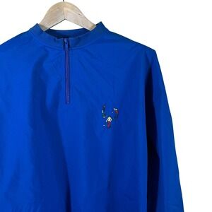 Large 90s Pivot Rules Mens Blue Golf‎ Pullover Jacket 1/4 Zip Quarter Logo